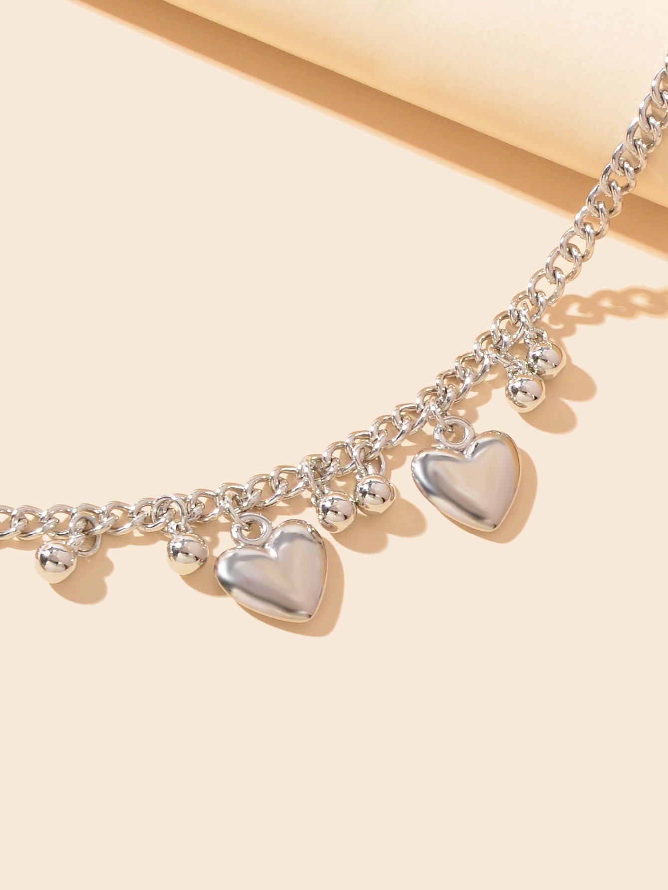 Bohemia Chic Silver Bead Heart Charm Anklet Barefoot Beach Foot Jewelry Bracelet-2