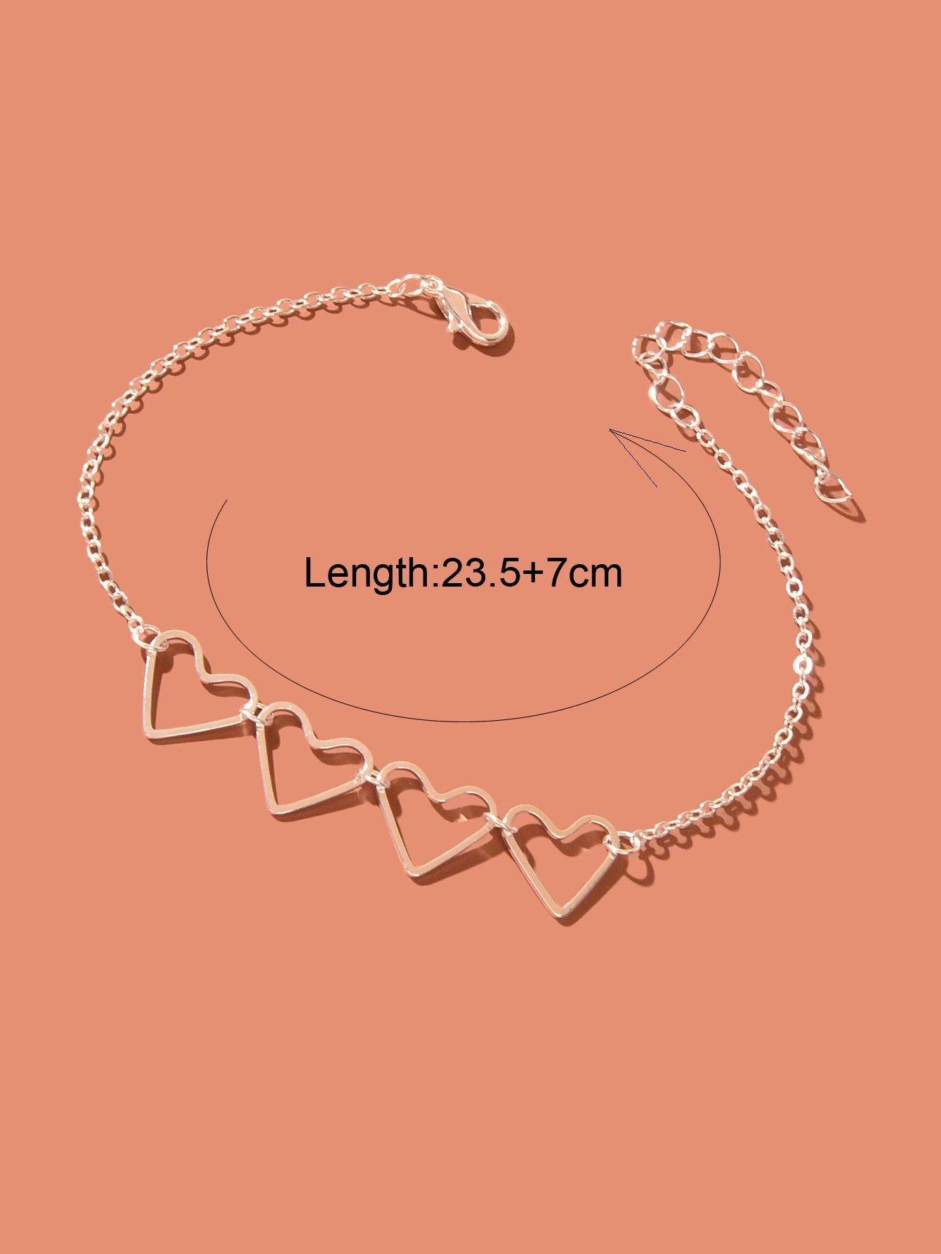 Hollow Heart Charm Adjustable Anklet Beach Accessories Minimalist Foot Jewellery-3