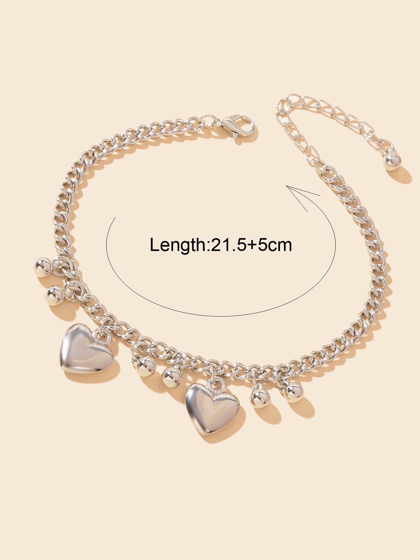 Bohemia Chic Silver Bead Heart Charm Anklet Barefoot Beach Foot Jewelry Bracelet-3