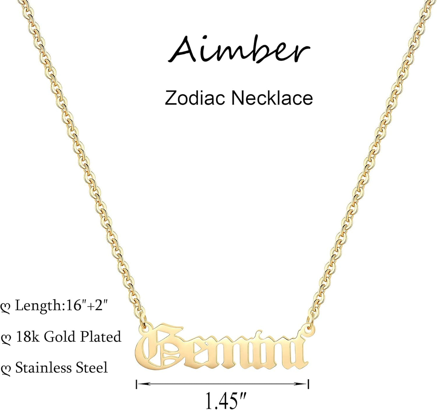 18K Gold Plated Astrology Necklace for Women Jewelry,12 Zodiac Pendant Horoscope Constellations Necklace