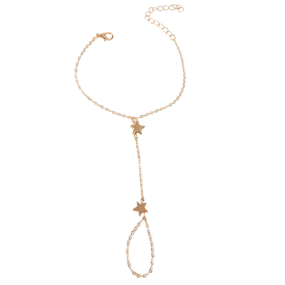Fashion Jewellery Gold Chain Star Slave Bracelet with Finger Women Accessories-4